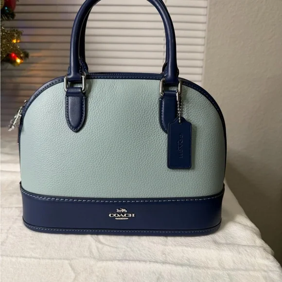 New! Coach Deep Blue and Light Blue Sabrina Satchel - Picture 2 of 9
